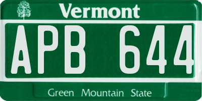 VT license plate APB644