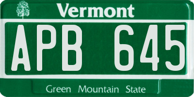 VT license plate APB645
