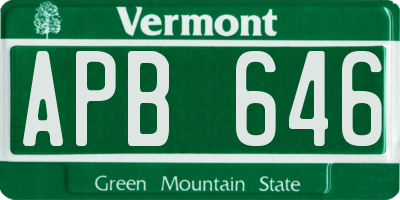 VT license plate APB646