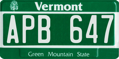 VT license plate APB647