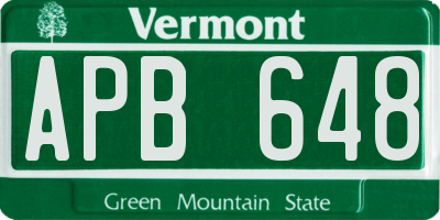 VT license plate APB648