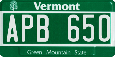 VT license plate APB650