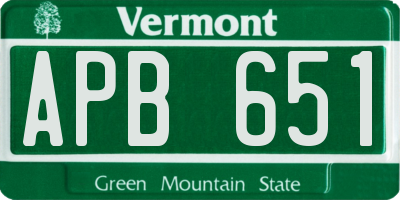 VT license plate APB651