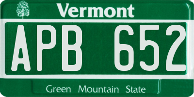 VT license plate APB652