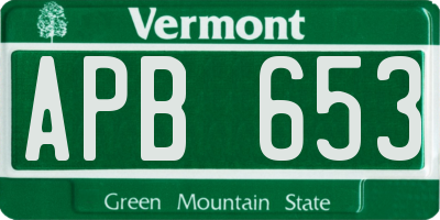 VT license plate APB653