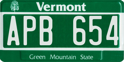 VT license plate APB654