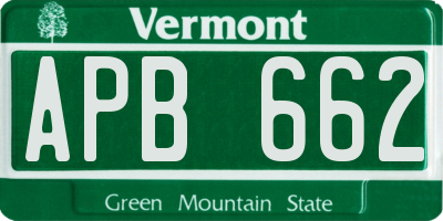 VT license plate APB662