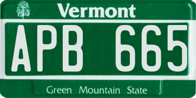 VT license plate APB665