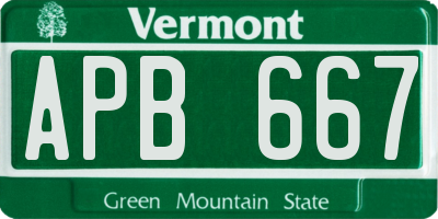 VT license plate APB667