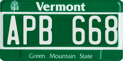 VT license plate APB668