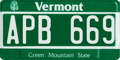VT license plate APB669