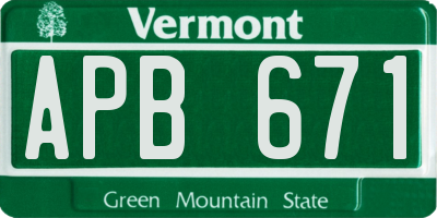 VT license plate APB671