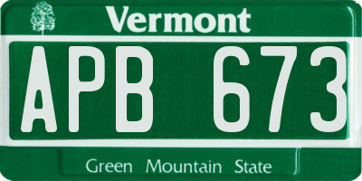 VT license plate APB673