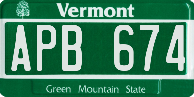 VT license plate APB674