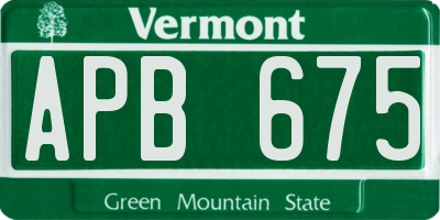 VT license plate APB675