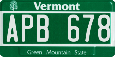 VT license plate APB678