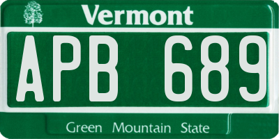 VT license plate APB689