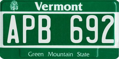 VT license plate APB692