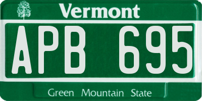 VT license plate APB695
