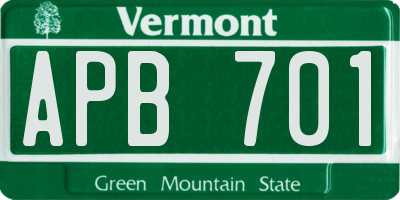 VT license plate APB701