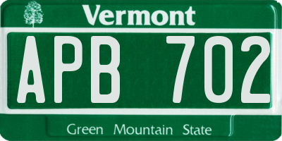 VT license plate APB702