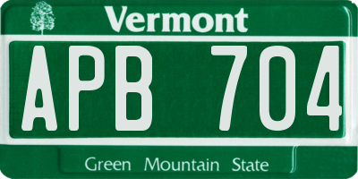 VT license plate APB704