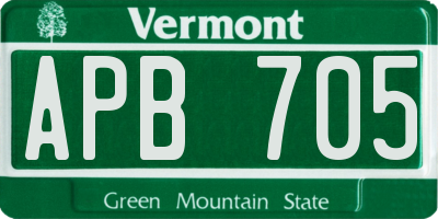 VT license plate APB705