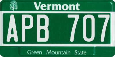 VT license plate APB707