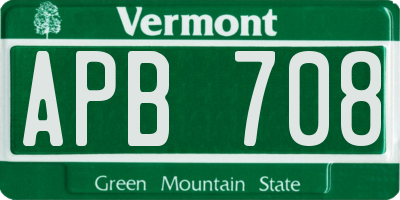 VT license plate APB708