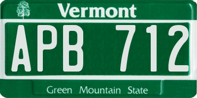 VT license plate APB712