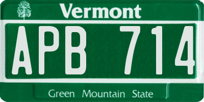VT license plate APB714