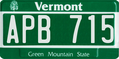 VT license plate APB715