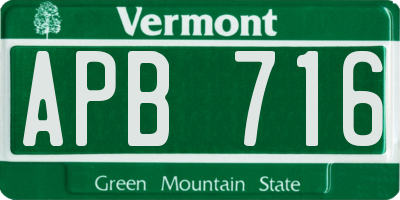 VT license plate APB716