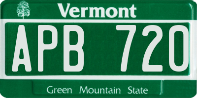 VT license plate APB720