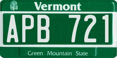VT license plate APB721