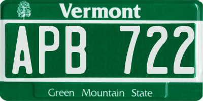 VT license plate APB722