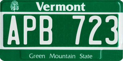 VT license plate APB723