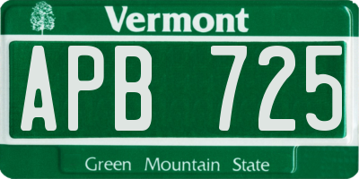 VT license plate APB725