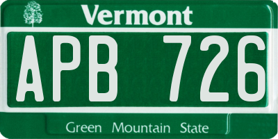 VT license plate APB726