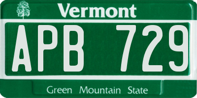 VT license plate APB729