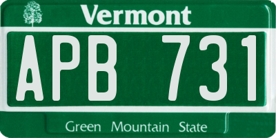 VT license plate APB731