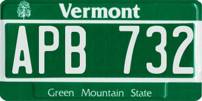 VT license plate APB732