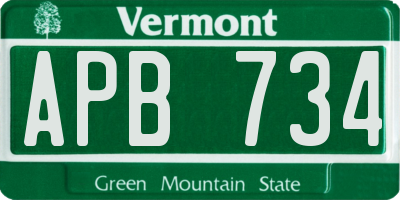 VT license plate APB734