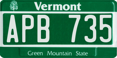VT license plate APB735