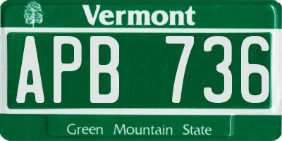 VT license plate APB736