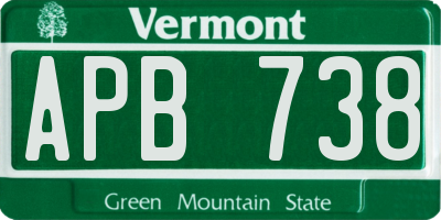 VT license plate APB738