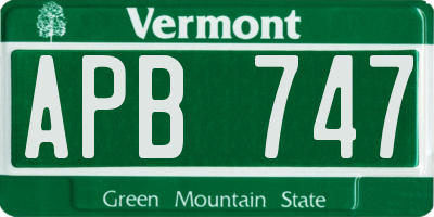 VT license plate APB747
