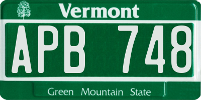 VT license plate APB748