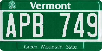 VT license plate APB749