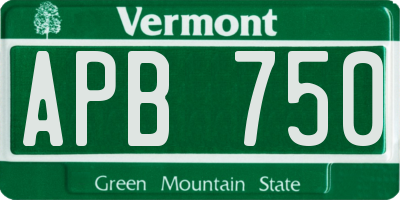 VT license plate APB750